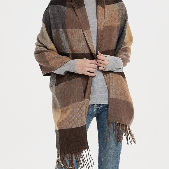 Women's Fashion Long Shawl Big Grid Winter Warm Lattice Large Scarf - Picture 4 of 5